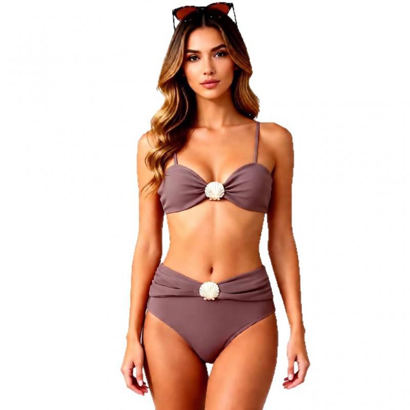 Swimsuit Feminine Solid Color Suspender Tube Top Bikini Beach Vacation Women