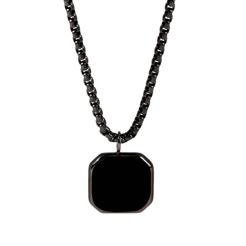 Collana Acciaio Inossidabile Goccia Croce Nera - Souvenir Regalo Festival Unisex
