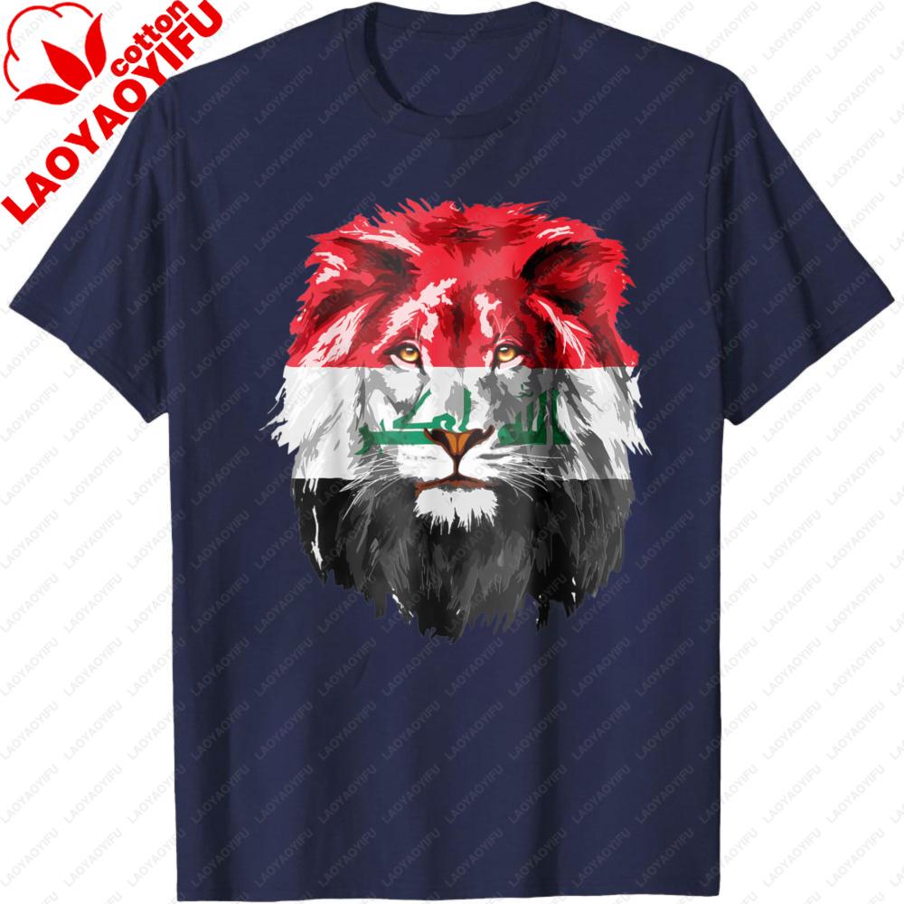 Iraqi Flag Iraq Pride Lion Face Iraq Flag TShirt Unisex Clothes Cotton Shortsleeved Tshirt Y2K Graphic Pattern Printed Tops