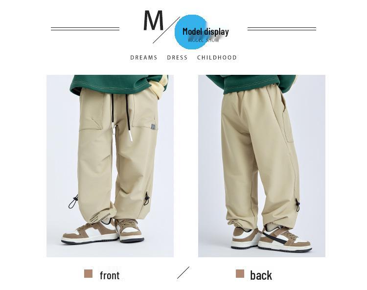 Kids' Windproof Woven Cuffed Casual Pants - 2025 Autumn Korean Style