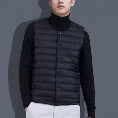 New Round Neck Down Cotton Vest Men with Thin Inner Liner Thin and Close-fitting Warm Vest Large Size Vest