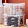 Schreibtisch-Organizer mit Klappdeckel & Schnappverschluss - Stapelbare Transparente Aufbewahrungsbox Geeignet für Zuhause, Schule, Bürobedarf, Schmuck