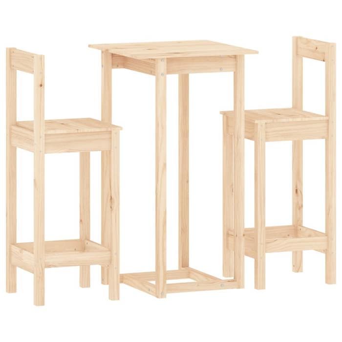 VidaXL Ensemble de Bar 3 pcs Ensemble de Meubles de Bistro Meubles de Salle à Manger Cuisine Mobilier de Pub Intérieur Bois 3124732