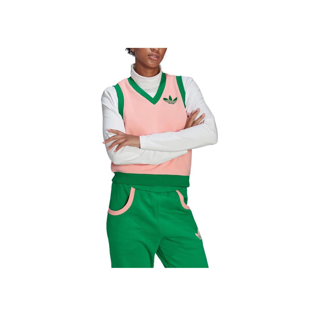 Adidas Originální Dámské sportovní tílko bez rukávů s výstřihem do V a vyšívaným logem trojlístku Růžové IB2058