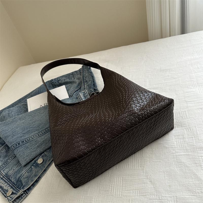 2025 Women's Large Capacity Woven Crossbody Tote - Autumn/Winter Single Shoulder Commuter Handbag