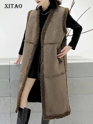 Pocket Single Breasted Vests Solid Color Loose Casual Fashion Sleeveless Coat All Match DMJ3474