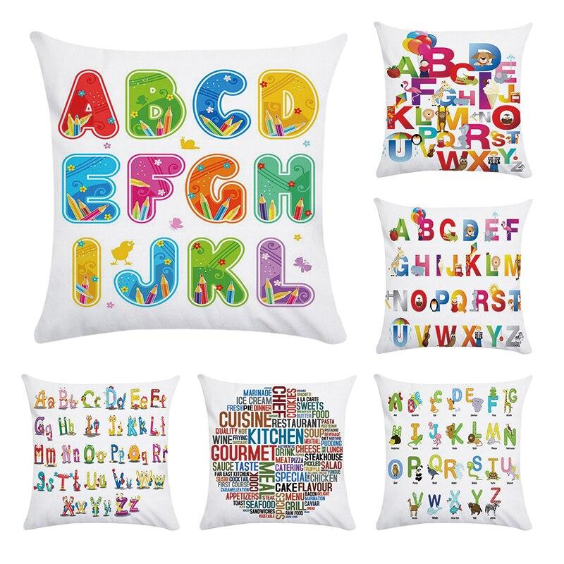 Cheap Creative 26 Letters Cushion Cover Cotton Polyester Geometric Throw Pillow Case For Sofa