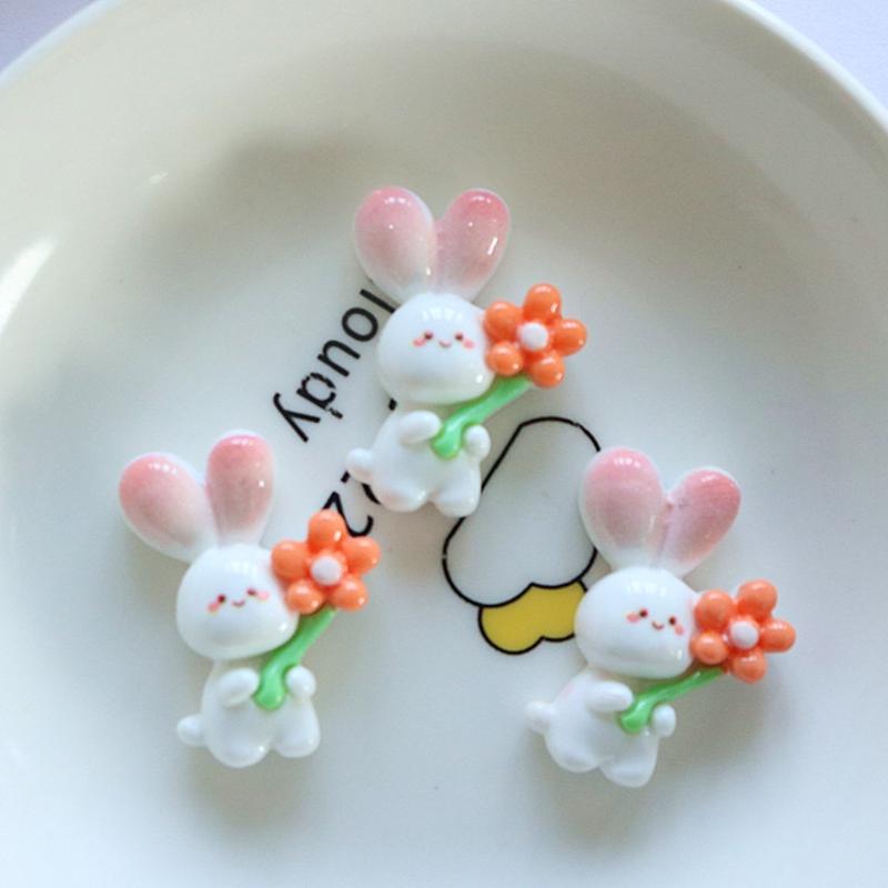 

10 шт. Новые милые мультяшные кролики, серия цветов, плоская задняя часть, смола, скрапбукинг, DIY, ювелирные изделия, заколка для волос, украшение для рукоделия, аксессуары
