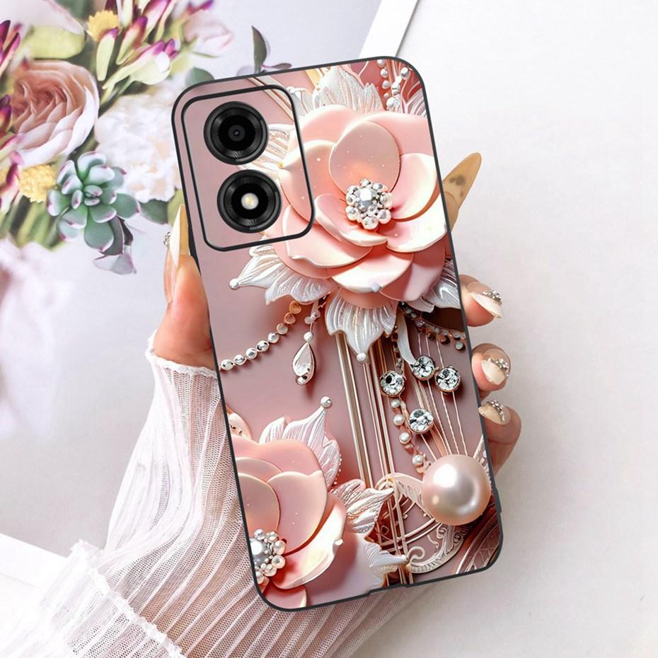 Cute Printing Phone Case For Motorola Moto E14 Soft Black Silicone TPU Cases For Moto E14 Covers Bumpers