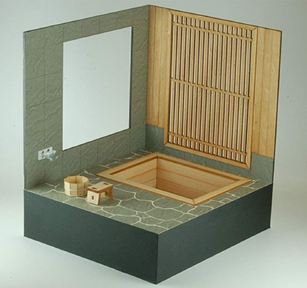 Cobaanii Mokei Studio 1/12 Japanese Building Series Cypress Open-Air Bath Wooden Miniature Kit WZ-012 Assembly Kit WZ-012