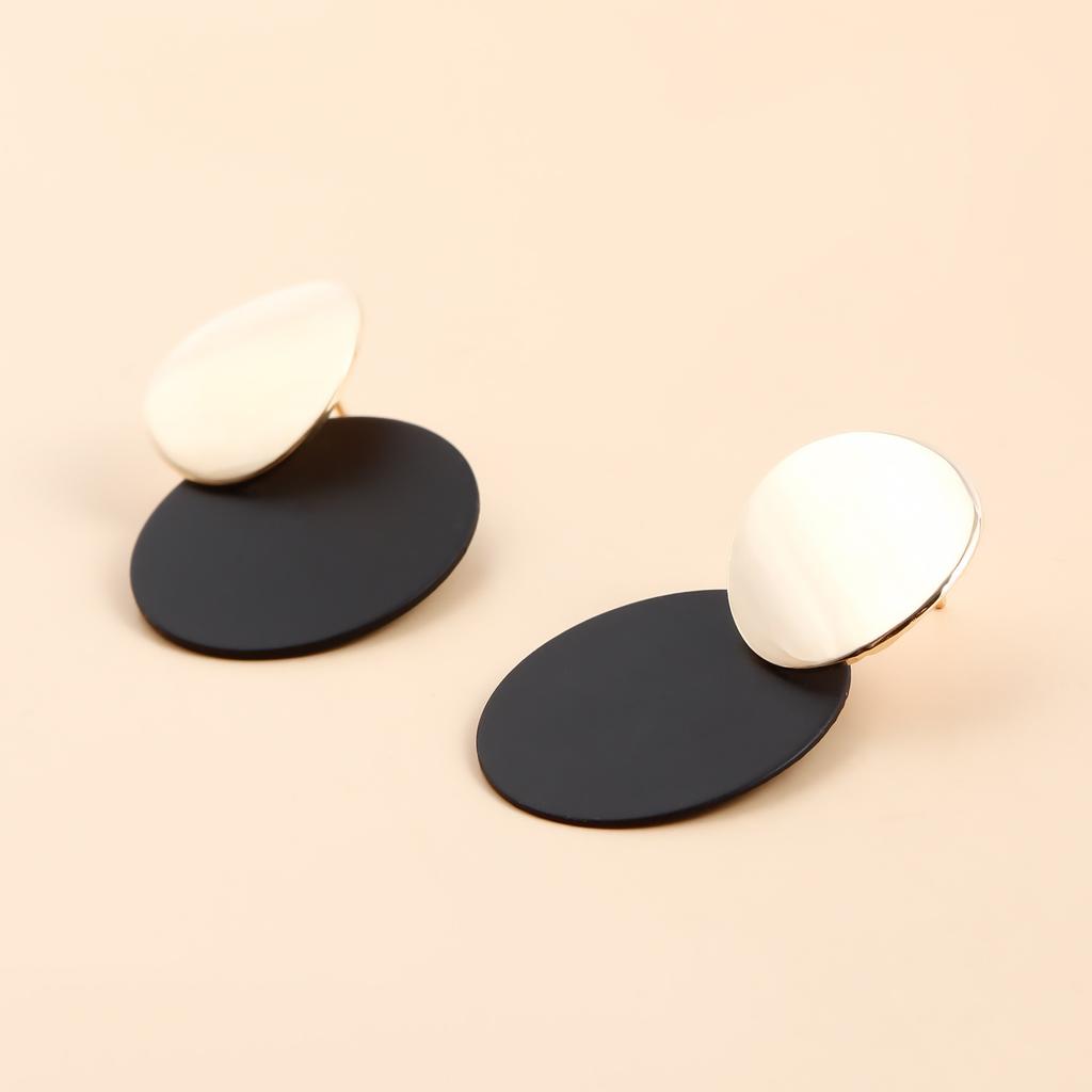 Geometric Versatile Disc Ring Earrings, Temperament God Cold Wind Paint Spray Paint Earrings