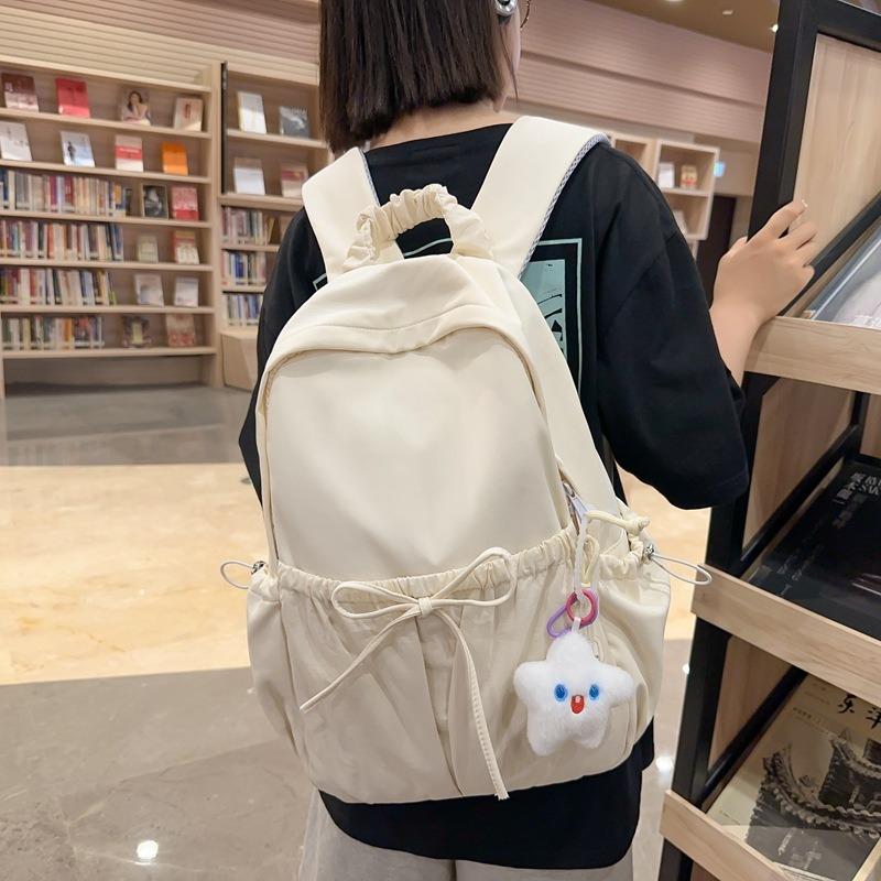 Simple schoolbag treasure girl casual bow backpack versatile primary and secondary school students high value backpack