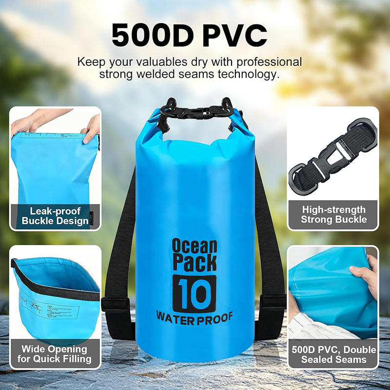 5L Heavey-Duty PVC Waterproof Dry Bag Sack Outdoor Floating Bucket Bag for Kayaking/Boating Fishing Rafting Swimming