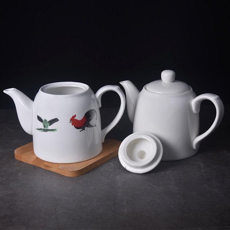 Large Ceramic White Teapot - Creative Persimmon Design for Home & Restaurant