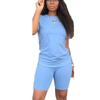 Women's 2 Piece Casual Sports Solid Color Suit Short Sleeve Top And Pants Set