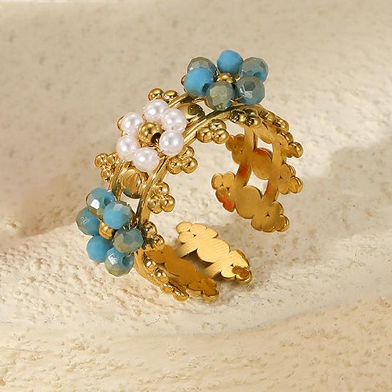 Pozłacany stal nierdzewna otwarty pierścionek: Modowy statement high-end dla kobiet z unikalnym zmysłem designu