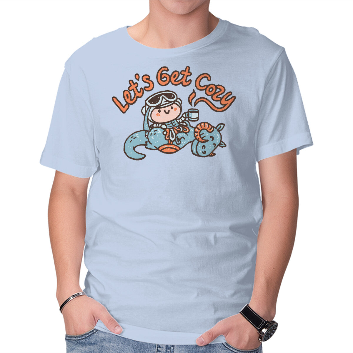 Unisex Crew Neck T-Shirt Lets Get Cozy Graphic Short Sleeve Casual Tee XXL