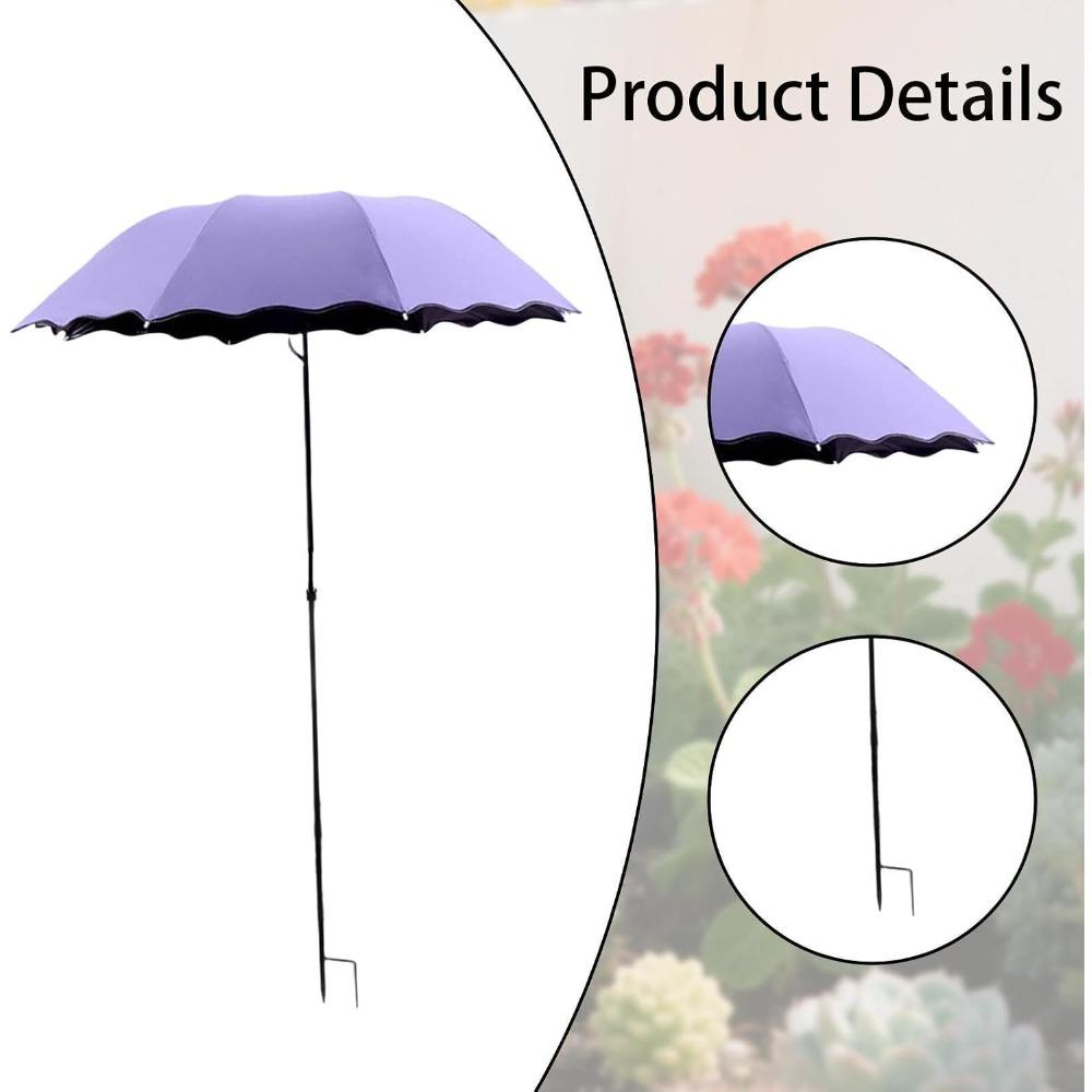 Multipurpose Sun Shade Umbrella with Ground Stake, UV Protection Rainproof Canopy for Plants, Outdoor Sports, Beach, Fishing, Travel - 37.4" X 49.2"