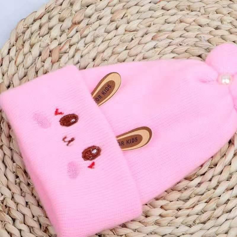 Autumn and winter rabbit baby new hat newborn tire cap thickened baby warm double wool pullover cap 0--6 months