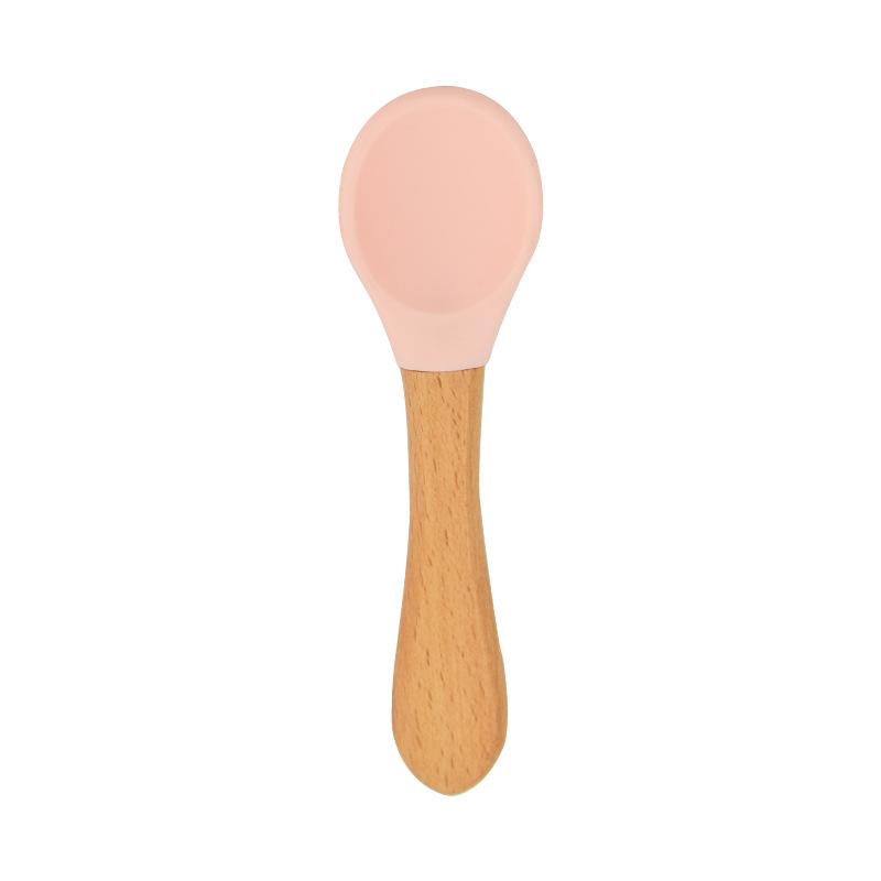 Children's Wooden Handle Fork Spoon Baby Feeding Hot SpoonInfant Training Tableware