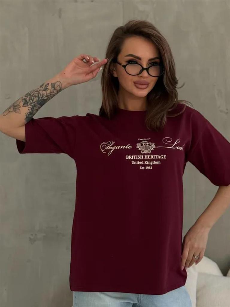 Trendy Oversized Printed Tee: 100% Loose Short Sleeve, Versatile European & American Style