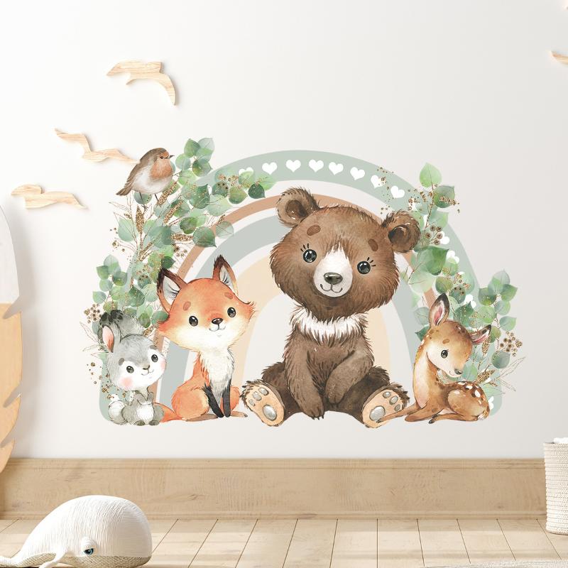 Forest Animal Wall Stickers For Children'S Rooms Children'S Room Wall Stickers Daycare Room Decorations Cartoon Animal