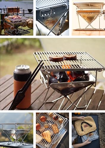 CAMPING MOON Tabletop Grill, Bonfire Stand, XS, Compact, with Canvas Case, X-MINI-Pro
