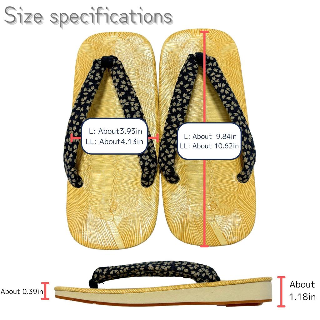 Edoten Geta Sandals, Made in Japan, Yellow Tatami Mat, Non-Slip Candy Sole, Dyed Cherry Blossom Pattern, Size LL