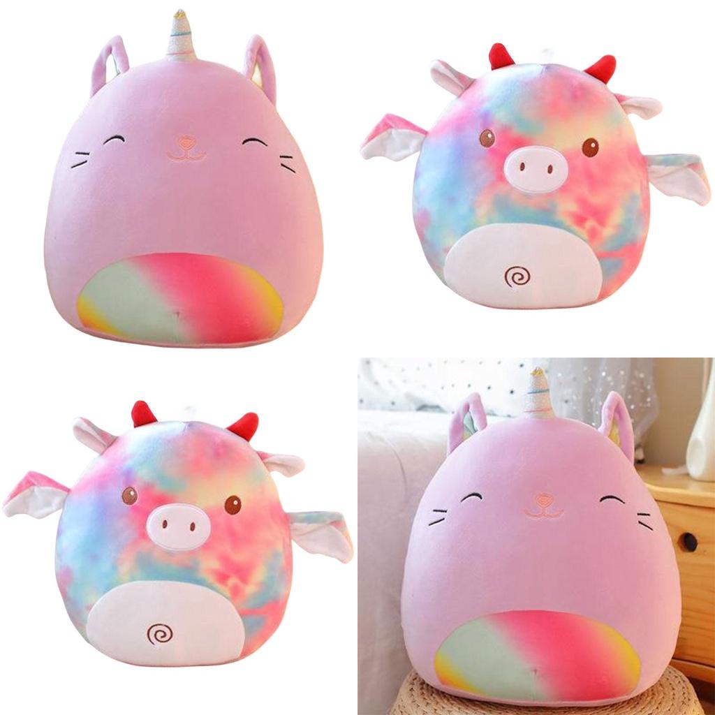 Cute Cartoon Animal Rainbow Unicorn Pillow Soft Plush Toy Cushion Embroidered Stuffed Doll For Girls 35cm