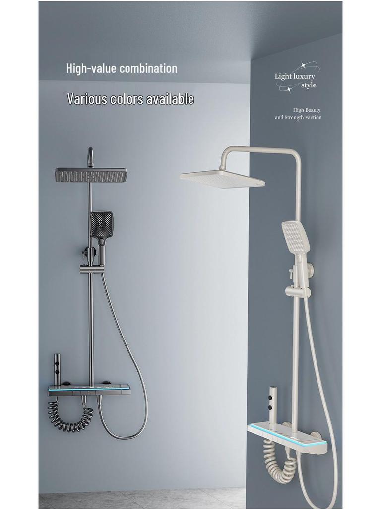 Modern Smart Constant Temperature Shower Faucet Set - Complete Pressurized Shower System for Household Use.