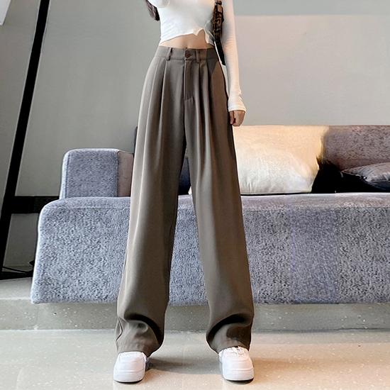 Straight High Waist Floor-Length Pants 