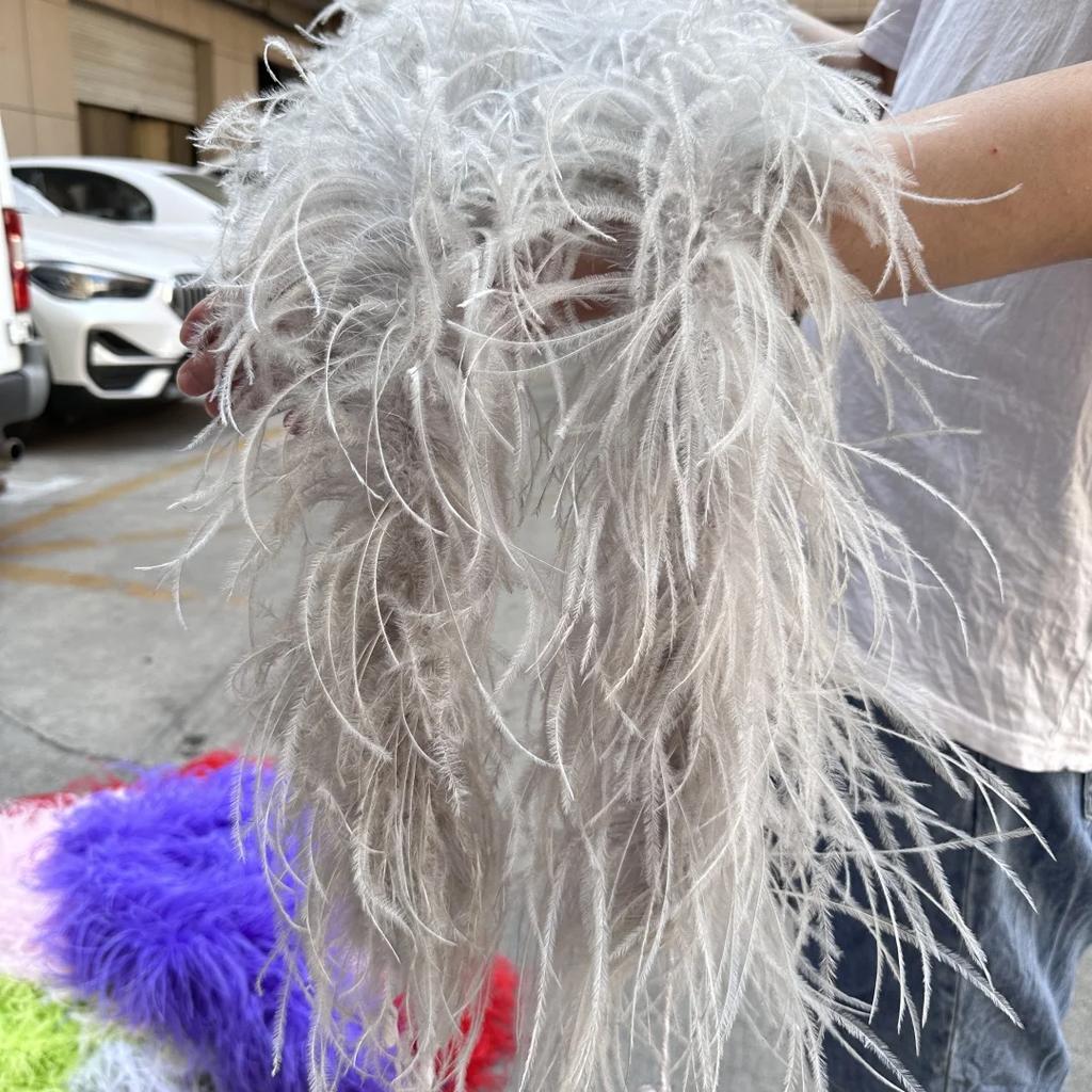 6/10 Layer Multicolor Ostrich Feather Boa 2Meters Fluffy Ostrich Plumes Shawl For Party Lady Dress Clothing Diy Decoration Scarf