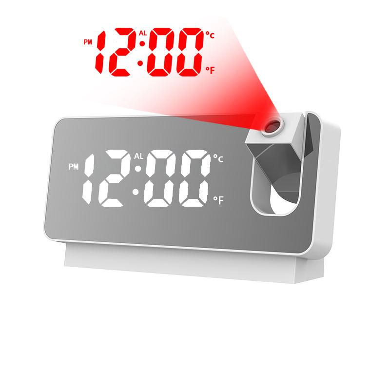 Projection Alarm Clock, LED Digital Clock with Ceiling Wall Projection, Rechargeable Bedside Clock with Snooze, Time & Temperatu