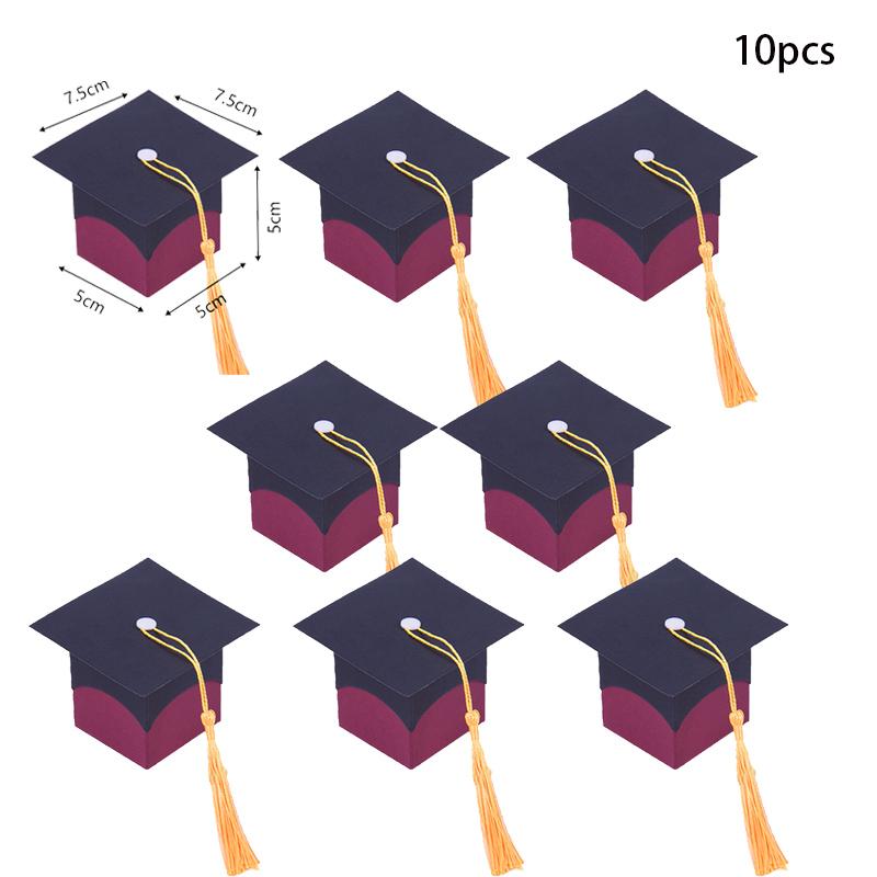 Graduation Decor Candy Boxes Bachelor Hat Chocolate Gifts Packing Bags with Tassel 2025 Congrats Grad Celebration Party Favors
