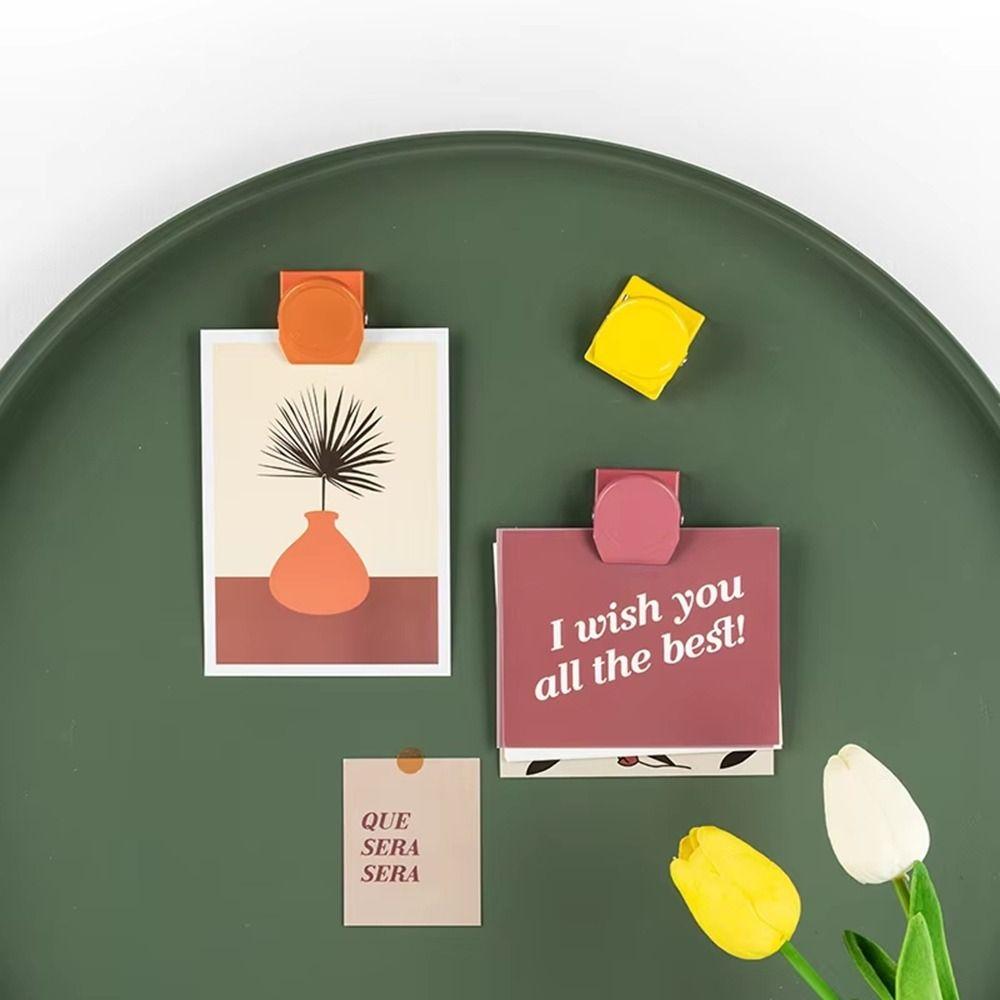 10PCS Round/Square Mini Magnet Clamp Colorful Round Photo Clips Magnetic Paper Clip  Fridge
