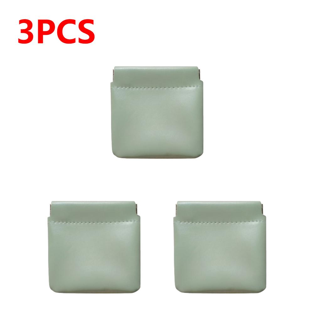 PU Leather Cosmetic Pouch Jewelry Storage Bag Self-Closing Portable Travel Bag Versatile Headphones Keys Storage Organizer Purse