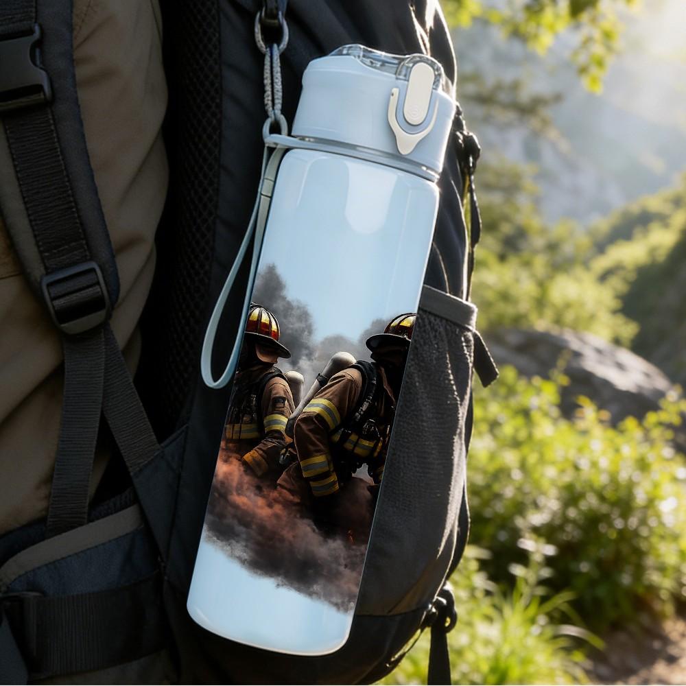 1PC Dark Mountain Forest Fog Scene Print 750ml Color Plastic Sports Water Bottle Leakproof Flip Straw Lid Suitable for Sports Office Home Use