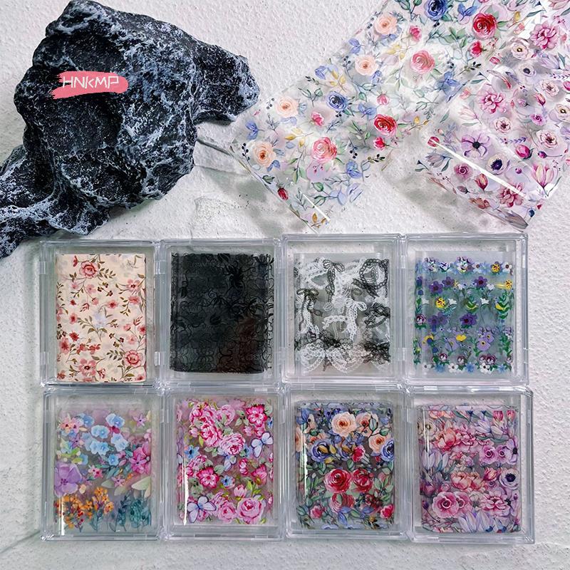 1Pcs 100cm Nail Art Stickers Decal Flower Rose Tulip Transfer Foils Paper Floral Nail Wraps for DIY Nail Art