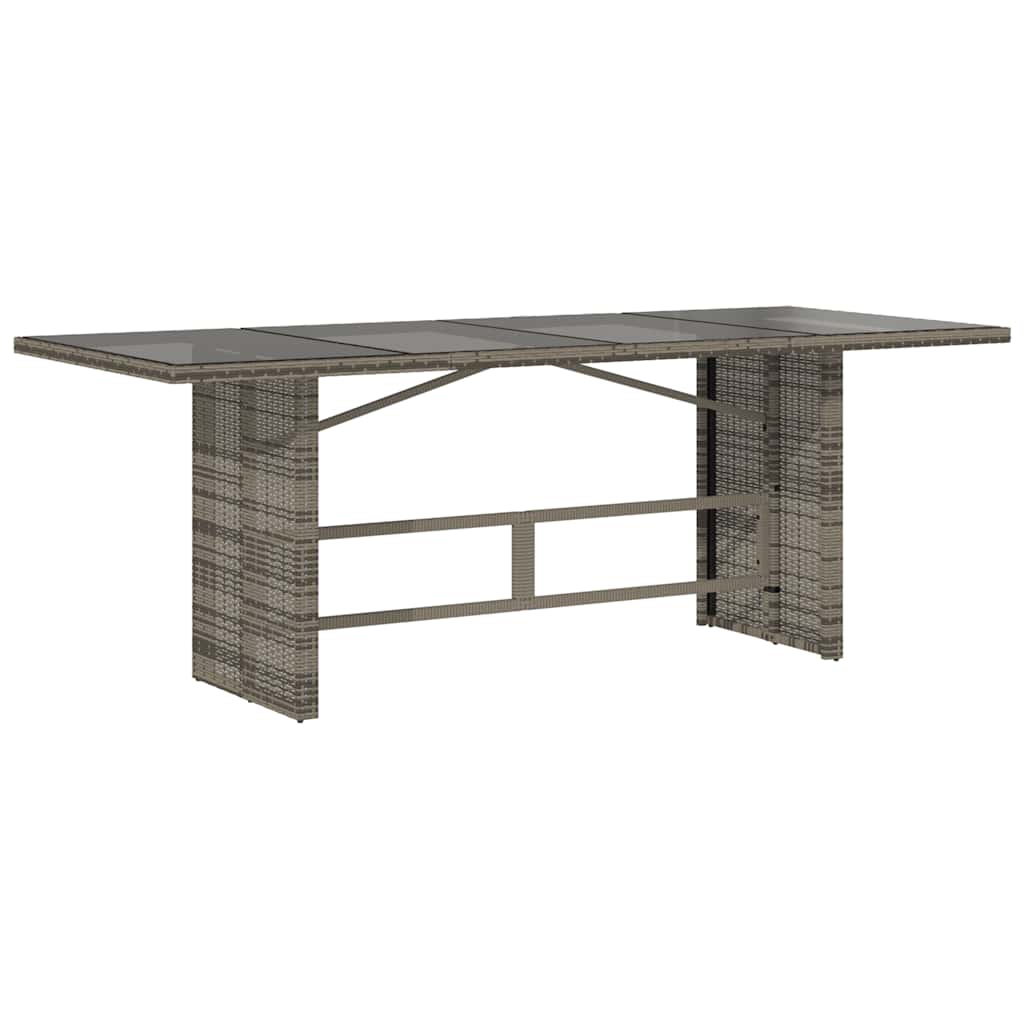 Garden Table with Glass Top Gray 190 X 80 X 75 Cm Poly Rattan