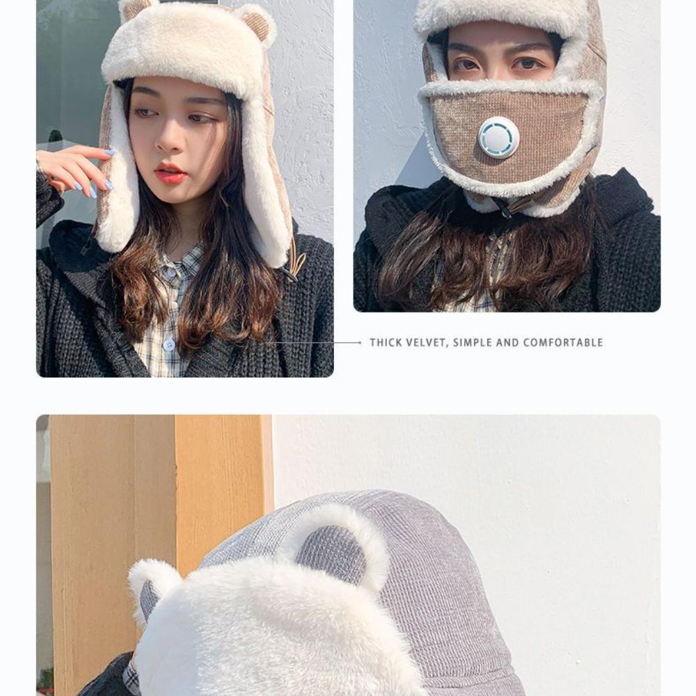 Mütze Winter Damen Neu Cartoon Lei Feng Mütze Koreanische Version Niedlich Warm Baumwollmütze Outdoor Radfahren Winddicht Lei Feng Mütze Damen