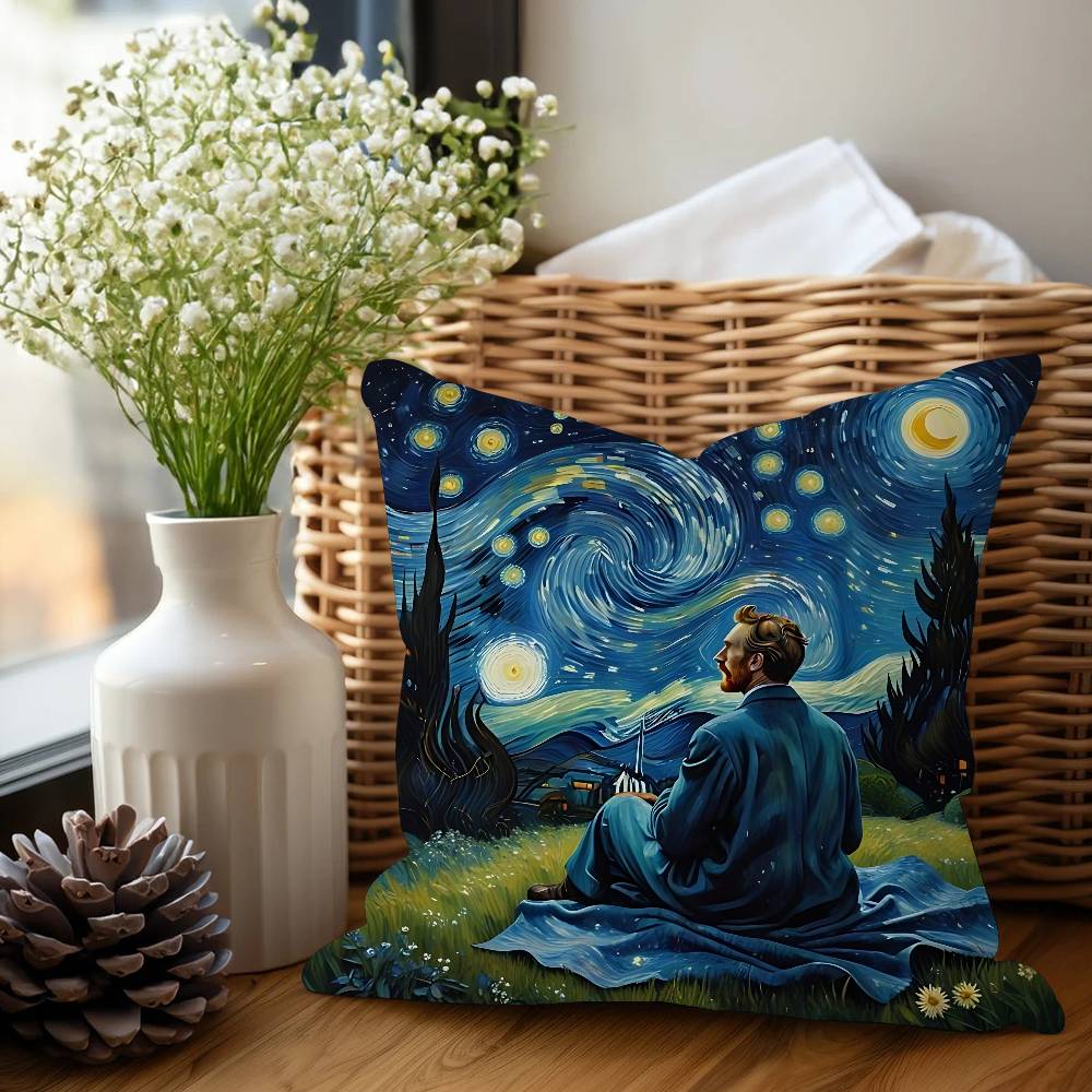 V-Van G-Gogh Pillow Anime Pillow Sofa Bed Head Pillow Cover Cushion Cover 45x45 Cm Fashion