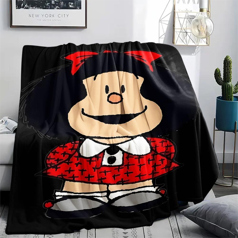 1PC Mafalda Print Flannel Blanket, High Quality All Seasons, Home Decor, Warmth and Comfort, Perfect for Christmas Gifts