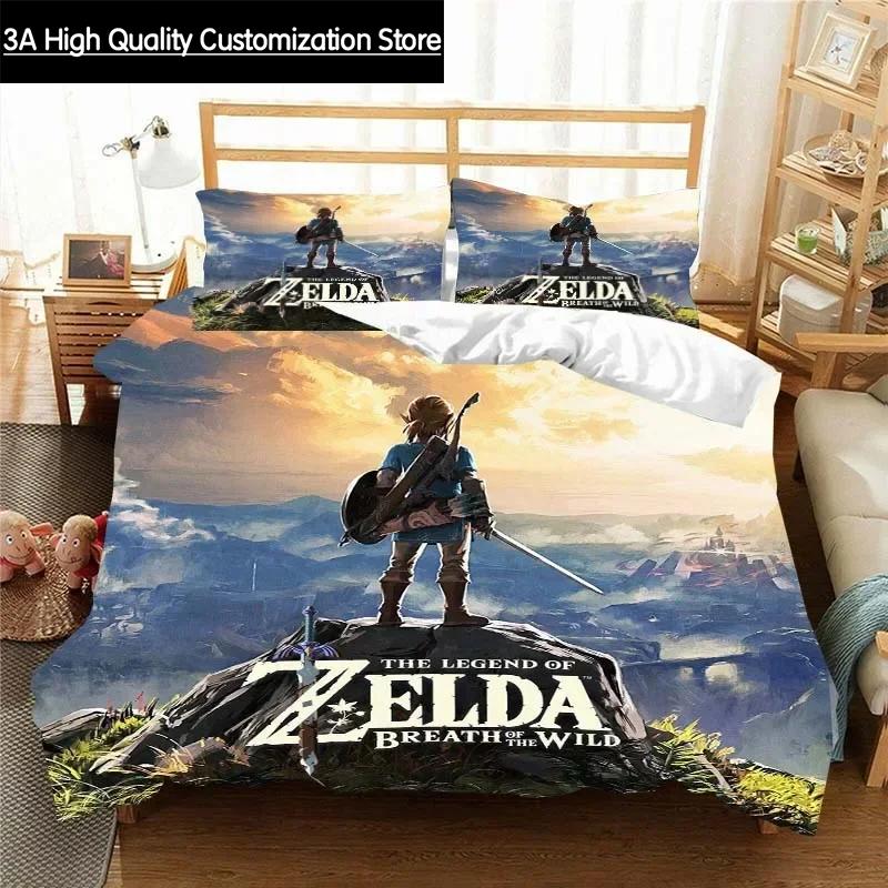 Z-Zelda Pattern Quilt Cover Pillowcase Bedding Two or Three Piece Set Multi Size Comforter Set Duvet Cover Bedding Sets