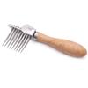 Dog And Cat Dematting Brush & Undercoat Rake, Professional Pet Dematting Comb With Wood Handle, Stainless Steel Deshedding Tool