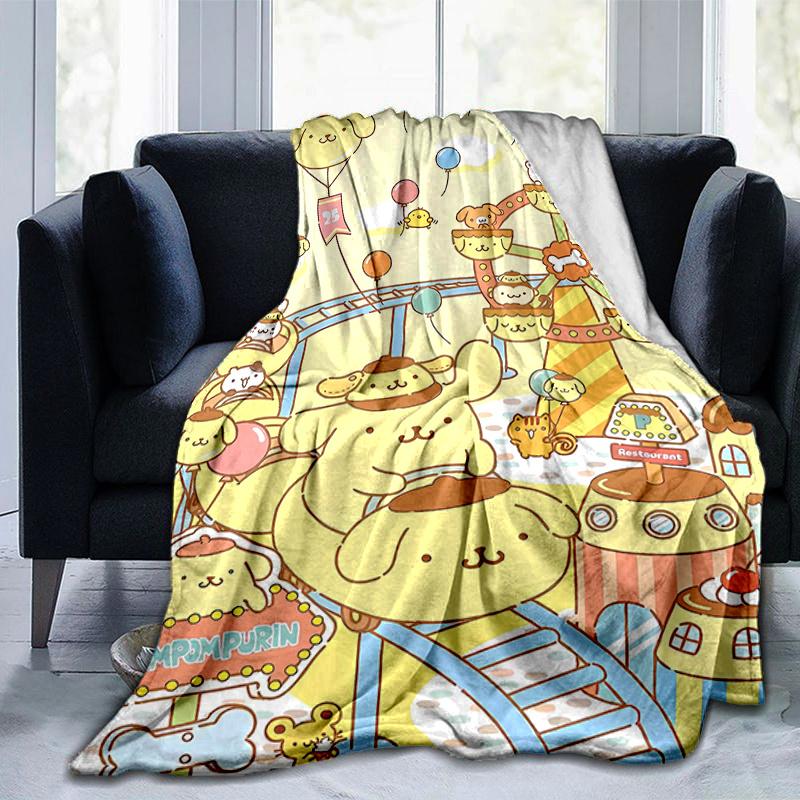 1pc PomPom Purin's Carnival Adventure Cartoon Blanket Home Decorative Throw Gift for Family and Friend, Perfect for Couch Bed Living Room Bedroom Offi