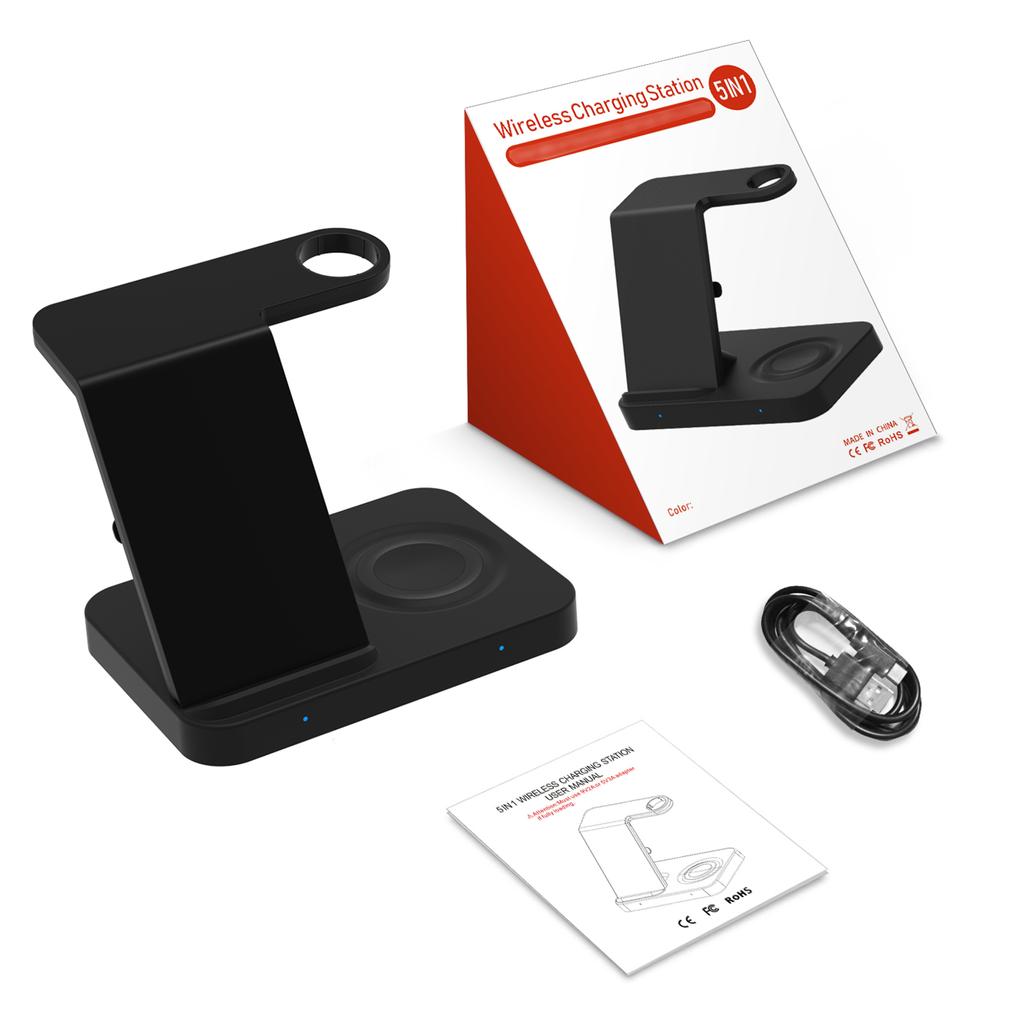 F16 Wireless Charger 5 In 1 Wireless Charging Station for Multiple Devices 15W Fast Charging Dock