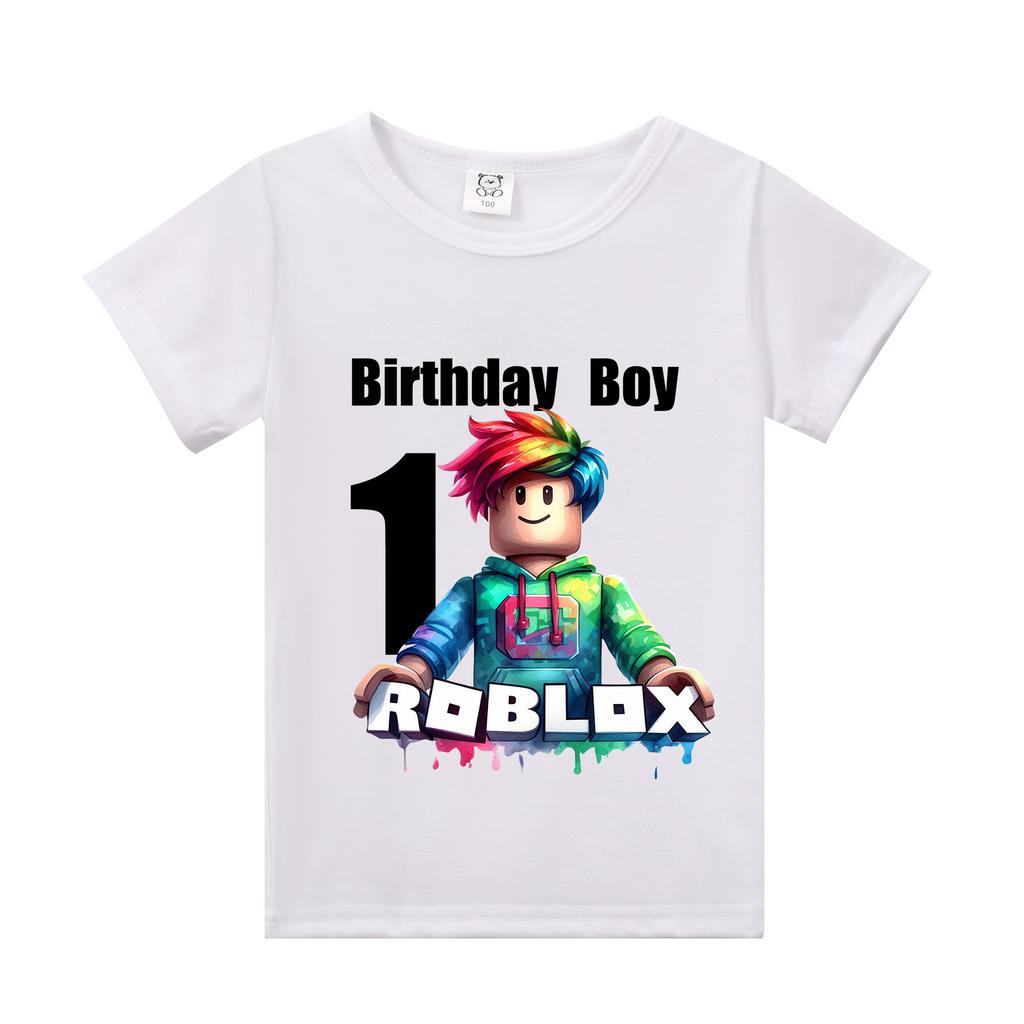 New Roblox Children T Shirts Cartoon Birthday Number Graphic T-shirts Boys Girls Casual Short Sleeves Tops Summer Kids Clothing