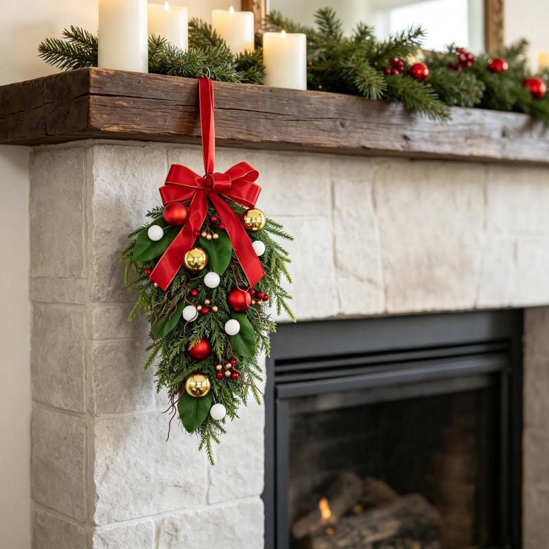 Handmade Christmas Wreath With Dried Fir Branches Hanging Decor Door Wall Tree Festive Home Party Decoration
