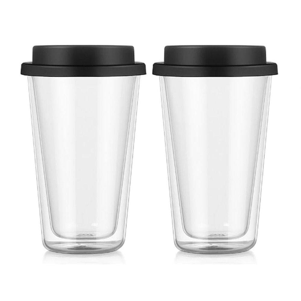 1/2/6 Stück Klare doppelwandige Glas-Kaffeebecher Spülmaschinenfest Reise-Kaffeebecher Heiß- oder Kaltgetränk