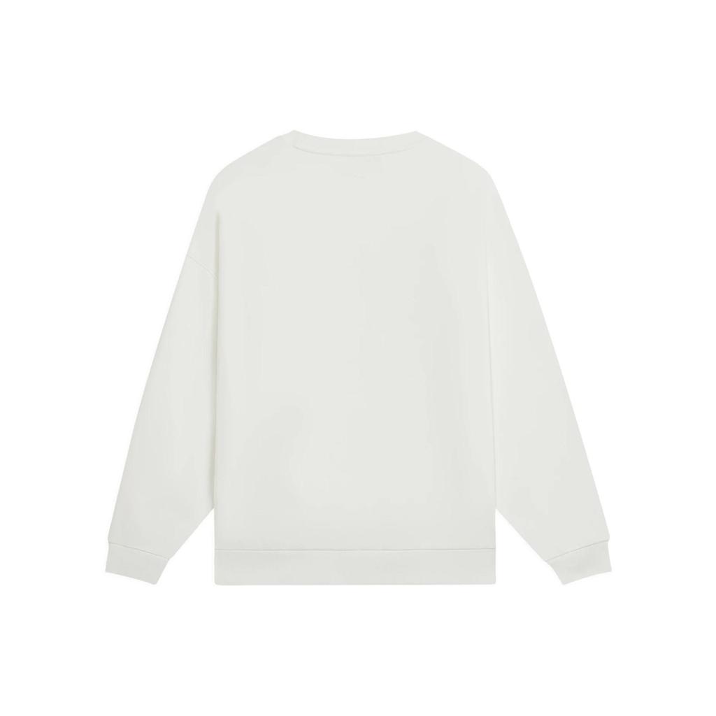 Li Ning Sports Lifestyle Series Logo Letter Print Fleece Crewneck Pullover Sweatshirt Unisex sweatshirt Off-White AWDSG91-1